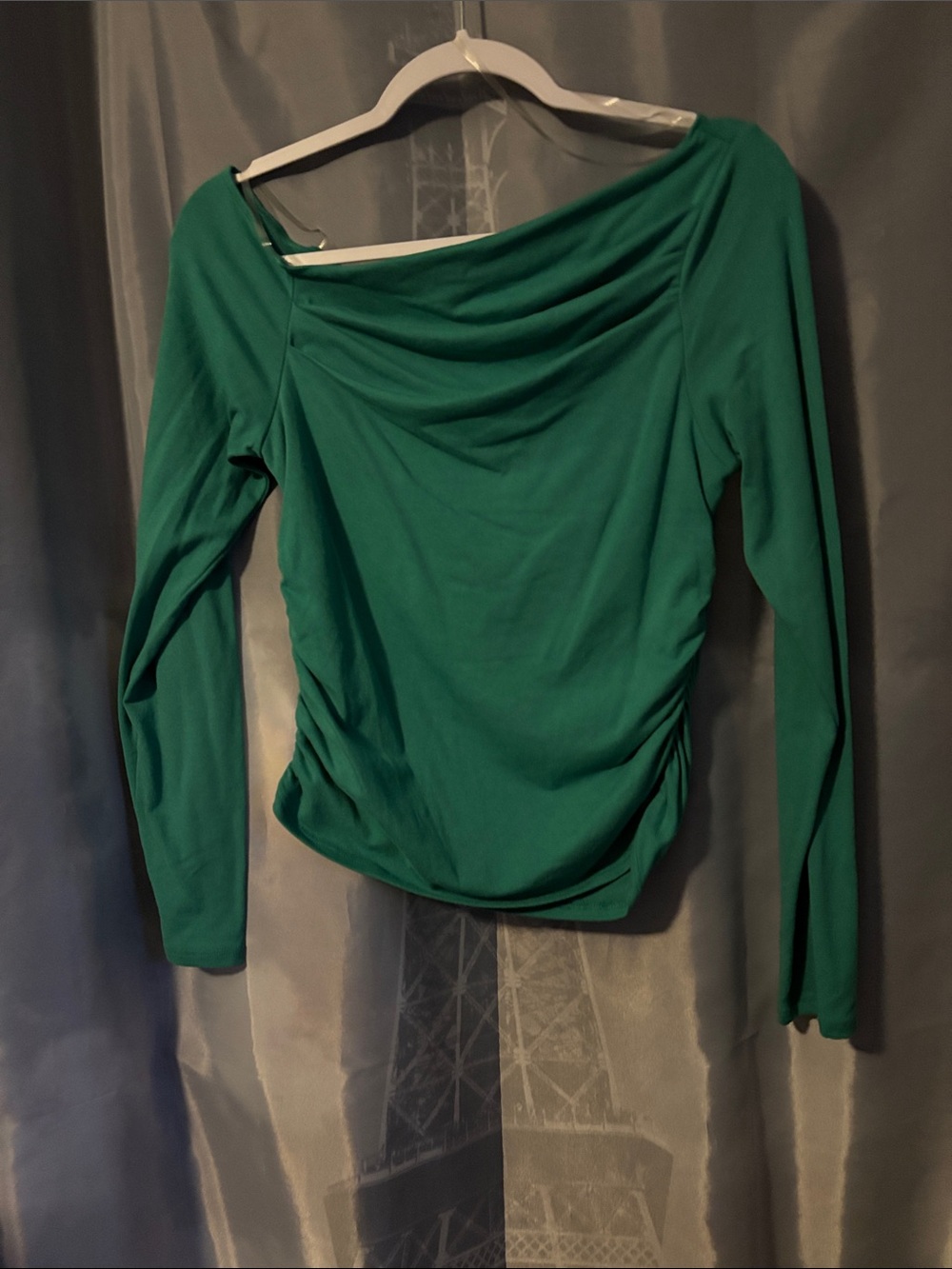 gaze Emerald Green Draped Long-Sleeve Top